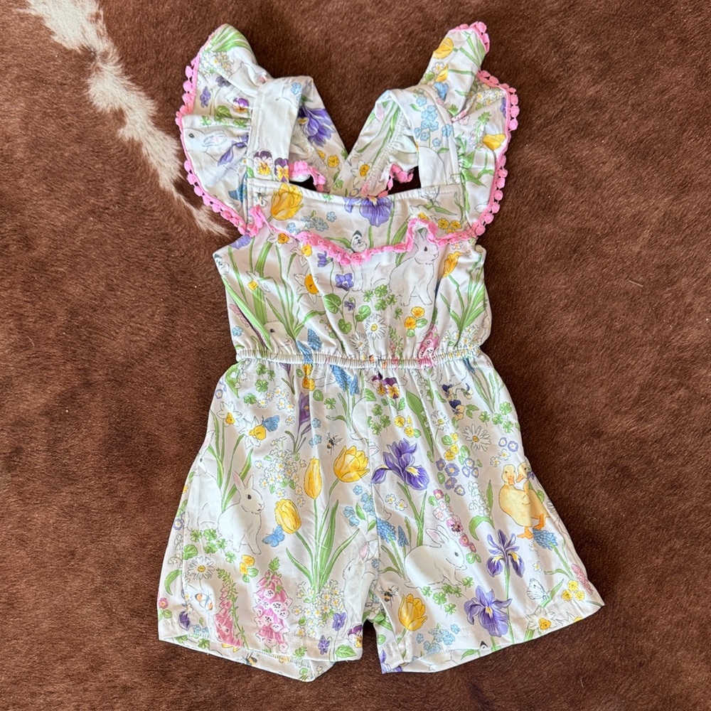 Spring Girls Romper with Ruffle Straps